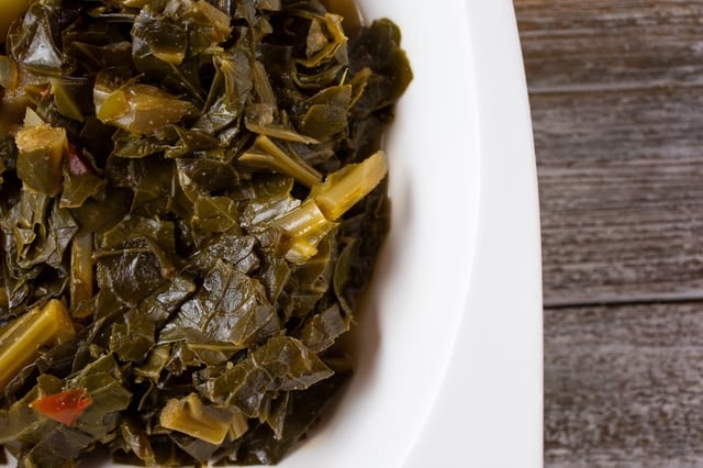 COLLARDS W/ SMOKED TURKEY.
